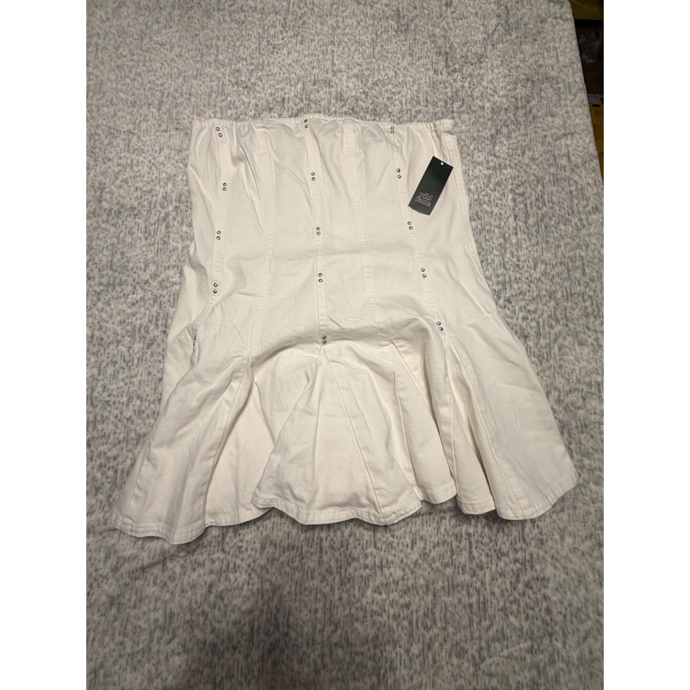 Wild Fable White Denim Corset dress Studded Flare Mini‎ Size XL